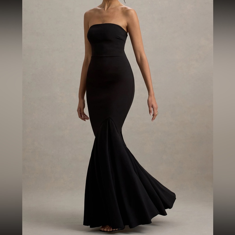 Club L London Black Fishtail Gown